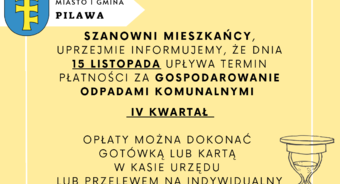 Uwaga! Upływa termin płatności za gospodarowanie odpadami