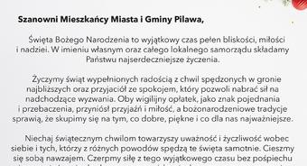 Życzenia z okazji Świąt Bożego Narodzenia