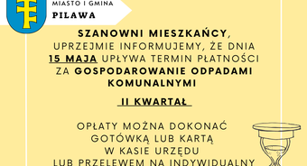 Uwaga! Upływa termin płatności za gospodarowanie odpadami