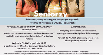 Informacje organizacyjne dotyczące wyjazdu dla Seniorów