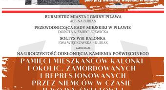 Upamiętnimy zamordowanych i represjonowanych mieszkańców Kalonki i okolic – Zaproszenie na uroczystość odsłonięcia pamiątkowego kamienia