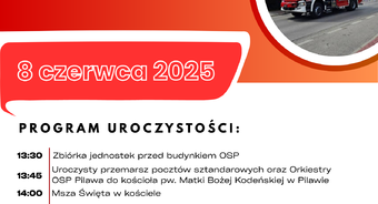 Zaproszenie na oficjalne przekazanie nowego samochodu ratowniczo-gaśniczego dla OSP Pilawa